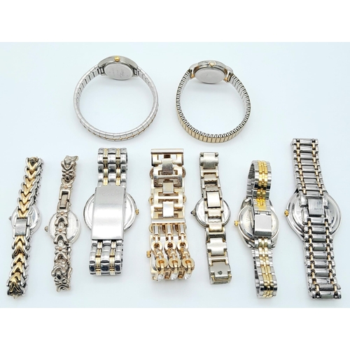 774 - A SELECTION OF 9 TWO-TONE BRACELET WATCHES AF

H 2008