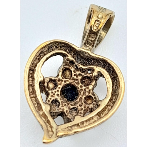 862 - A 9K YELLOW GOLD STONE SET HEART PENDANT 1G  17mm x 10mm

A/S 2011