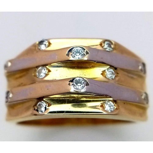 548 - A 14K YELLOW GOLD STONE SET RING - 7.3G. SIZE P.