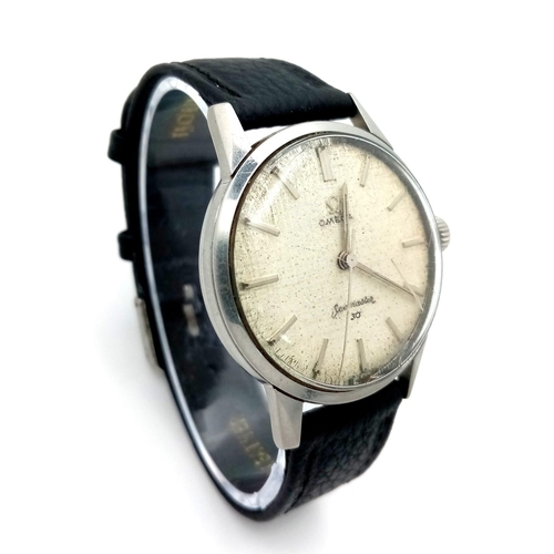 73 - A Classic Omega Seamaster 30 Vintage 1960s Gents Watch. Black leather strap. Stainless steel case -3... 