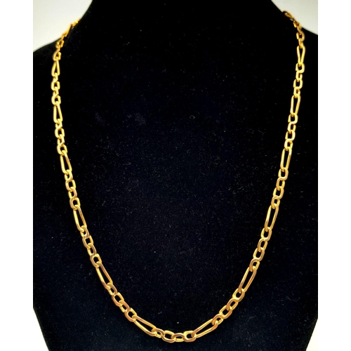 316 - A VERY ATTRACTIVE YELLOW AND ROSE GOLD FIGARO NECK CHAIN IN 9K GOLD .   45cms   15gms