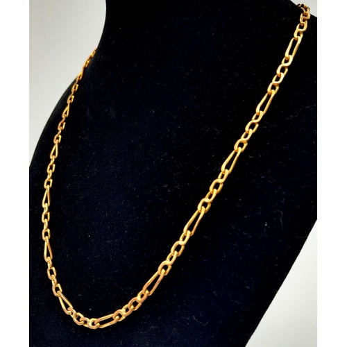 316 - A VERY ATTRACTIVE YELLOW AND ROSE GOLD FIGARO NECK CHAIN IN 9K GOLD .   45cms   15gms