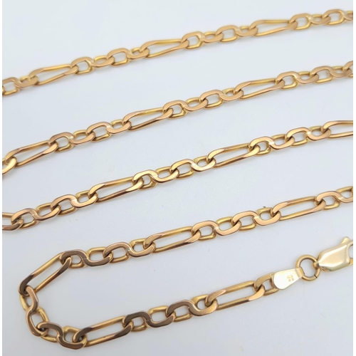 316 - A VERY ATTRACTIVE YELLOW AND ROSE GOLD FIGARO NECK CHAIN IN 9K GOLD .   45cms   15gms