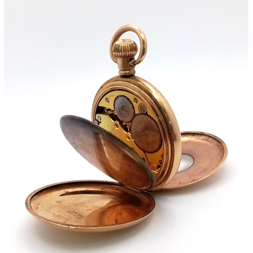 1380 - An Antique James Walker Ltd Gold Plated Half Hunter Pocket Watch. In need of repair so a/f.