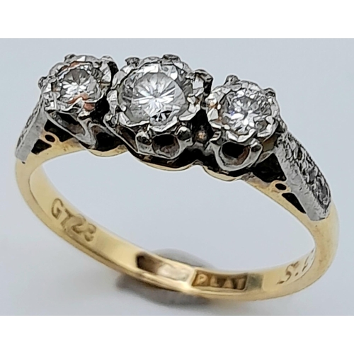 144 - A 18K YELLOW GOLD & PLATINUM 3 STONE DIAMOND RING 0.25CT 2.2G SIZE H

RPM 2003