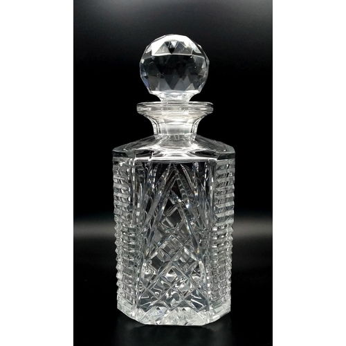 1478 - A Quality Heavy Cut Glass Decanter. 24cm tall