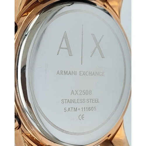 1286 - A Very Good Condition Gold Tone Men’s Armani Exchange Date Chronograph Watch. 47mm Including Crown. ... 