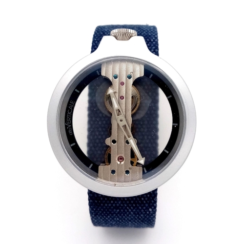 464 - A Verticale Mechanical Top Winder Gents Watch. Blue Denim strap. Ceramic skeleton case - 42mm. As ne... 