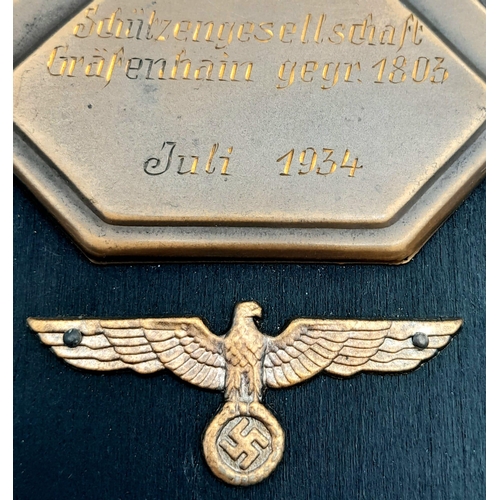 482 - 1934 Dated 3rd Reich Shooting Shield Award.