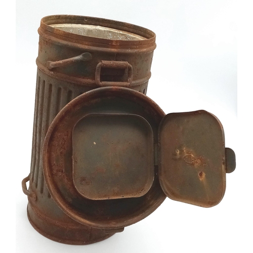 518 - Spanish Civil War Period German Condor Legion Gas Mas Canister. Name and unit number inside