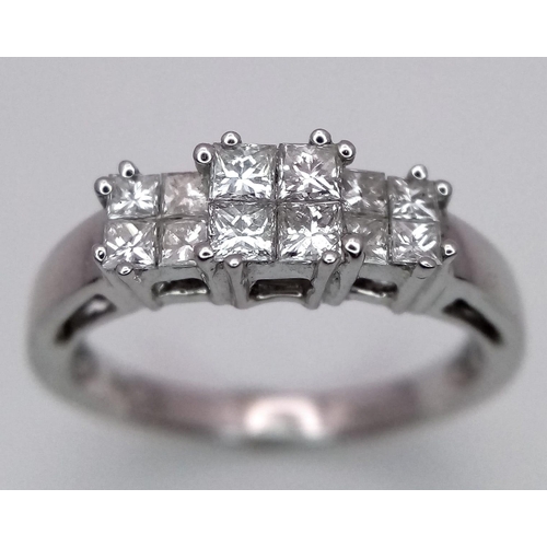 794 - AN 18K WHITE GOLD DIAMOND RING. 0.80CT. 3.2G. SIZE J