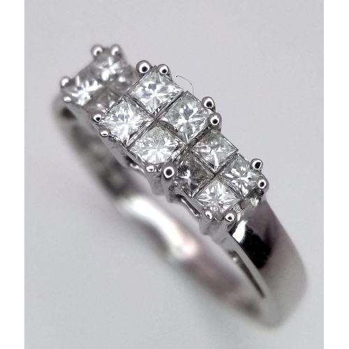 794 - AN 18K WHITE GOLD DIAMOND RING. 0.80CT. 3.2G. SIZE J