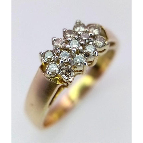 803 - A 14K YELLOW GOLD DIAMOND RING. 0.30CT 3.1G SIZE M 1/2.