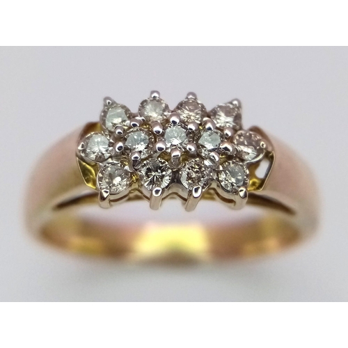 803 - A 14K YELLOW GOLD DIAMOND RING. 0.30CT 3.1G SIZE M 1/2.