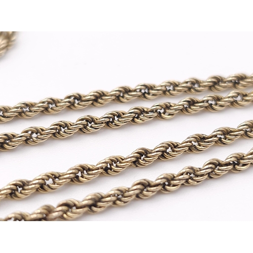 9 - A 9 K yellow gold rope chain necklace and bracelet set. Necklace length: 59 cm, bracelet length: 19 ... 