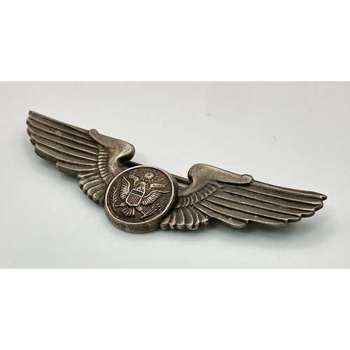 141 - WW2 US Army Air Force Silver Crew Brevet Wings. Made by Wallace Bishop, Brisbane Australia.