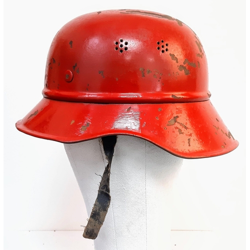 160 - WW2 German KDF Factory Fire Crew Helmet complete with liner named inside.