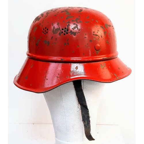 160 - WW2 German KDF Factory Fire Crew Helmet complete with liner named inside.