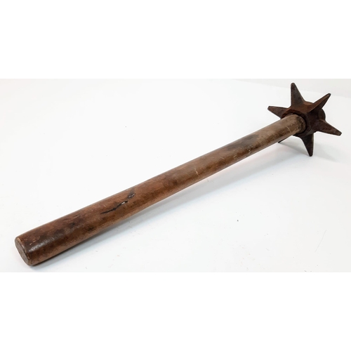 167 - Original WW1 British Trench Fighting Mace. A star shaped mace head that fits onto an entrenching too... 