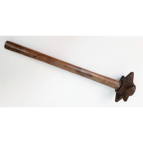 167 - Original WW1 British Trench Fighting Mace. A star shaped mace head that fits onto an entrenching too... 