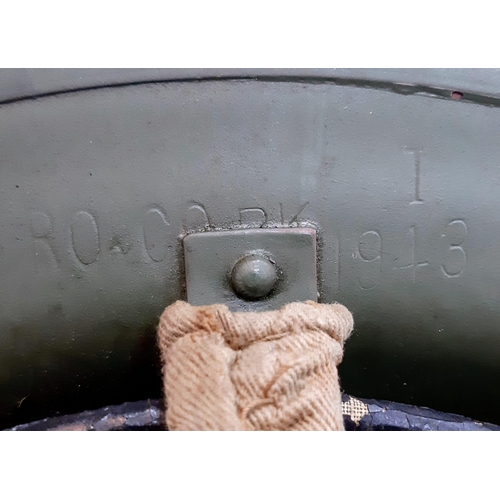 243 - 1943 Dated British MK II Helmet. Original Paint. Makers Marked RO & CO. With original chin strap. Al... 