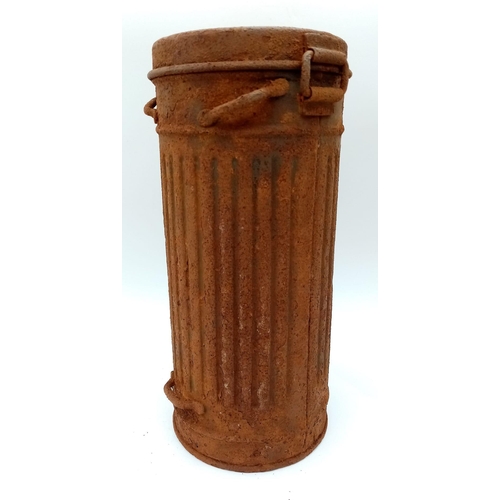 272 - Semi Relic WW2 German Medics Gas Mask Canister. Found in Normandy, France.