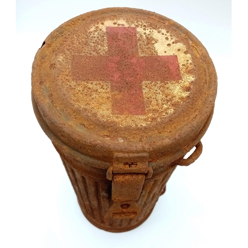 272 - Semi Relic WW2 German Medics Gas Mask Canister. Found in Normandy, France.