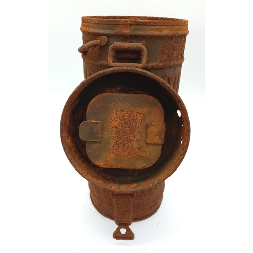 272 - Semi Relic WW2 German Medics Gas Mask Canister. Found in Normandy, France.