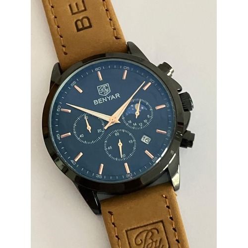 287 - Gentlemans BENYAR CHRONOGRAPH Moonphase model. Complete with original box, guarantee and paperwork. ... 