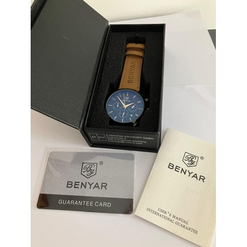 287 - Gentlemans BENYAR CHRONOGRAPH Moonphase model. Complete with original box, guarantee and paperwork. ... 