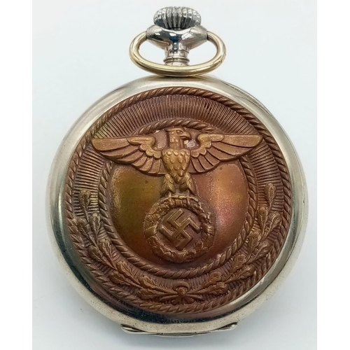 299 - 3rd Reich “Brown Shirts” Pocket Watch. 1930’s Swiss Made Pocket Watch with the buckle centre from a ... 