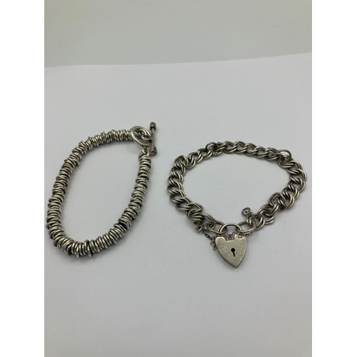 371 - 2 x SILVER BRACELETS, To include a fully hallmarked Silver ‘SWEET’ Bracelet,Together with a double l... 