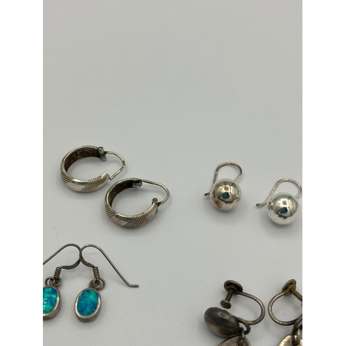 378 - Selection of Quality SILVER EARRINGS To include mother of pearl, Cloudy Moonstone, Blue Opal, Abalon... 