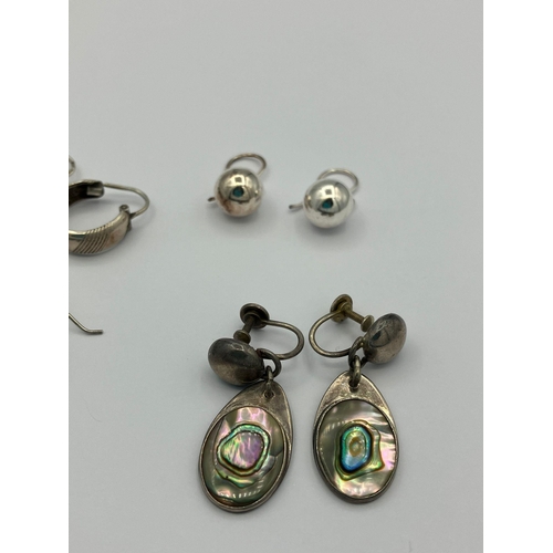 378 - Selection of Quality SILVER EARRINGS To include mother of pearl, Cloudy Moonstone, Blue Opal, Abalon... 