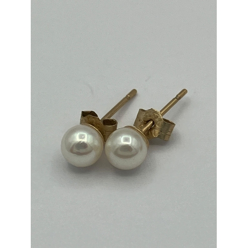 385 - Pair 9 carat GOLD, SAPPHIRE and DIAMOND EARRINGS ,Together with a pair of 9 carat GOLD and  PEARL St... 