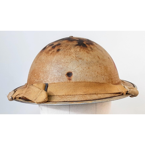 391 - 1939 Dated British Mk II 8th Army (Royal Artillery) Helmet with Chins Strap and liner, .Maker marked... 