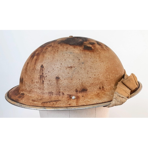 391 - 1939 Dated British Mk II 8th Army (Royal Artillery) Helmet with Chins Strap and liner, .Maker marked... 