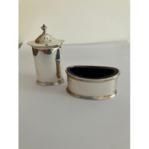 399 - Solid SILVER PEPPER and MUSTARD POT SET. Hallmark for  J B. Chatterley and Sons of Birmingham. High ... 