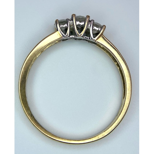 40 - A 9 K yellow gold ring with round cut diamonds (0.50 carat), ring size: P, weight: 1.7 g.