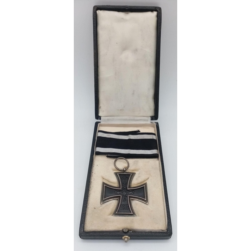 431 - Cased WW1 Imperial German Iron Cross 2nd Class Ring Marked “K.O” for the manufacturer Koniglich Muen... 