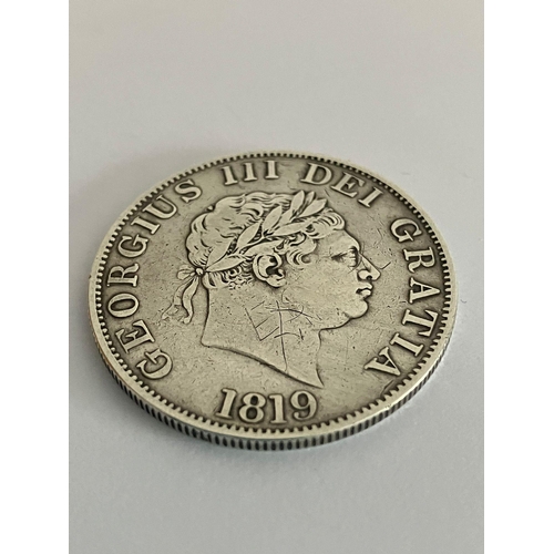 49 - 1819 GEORGE III SILVER HALF CROWN. Very fine/extra fine Condition. Having clear detail to both sides... 