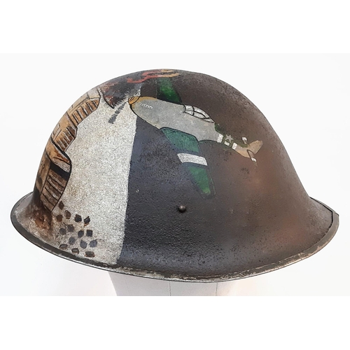 561 - WW2 British Mk III 1944 Pattern “Turtle” Helmet with post War D-Day memorial painting.