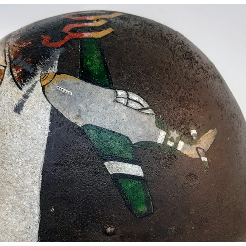 561 - WW2 British Mk III 1944 Pattern “Turtle” Helmet with post War D-Day memorial painting.