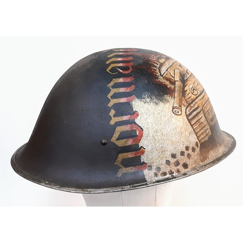 561 - WW2 British Mk III 1944 Pattern “Turtle” Helmet with post War D-Day memorial painting.