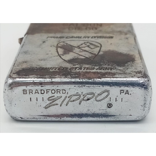 575 - Original Vietnam War Era 1st Air Cav Zippo Lighter. Date Coded on the base 1967. Lighter engraved 19... 