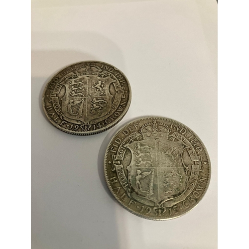 665 - 2 SILVER HALF CROWNS. Consecutive years  1914 and 1915. Very fine/extra fine condition. Please see p... 