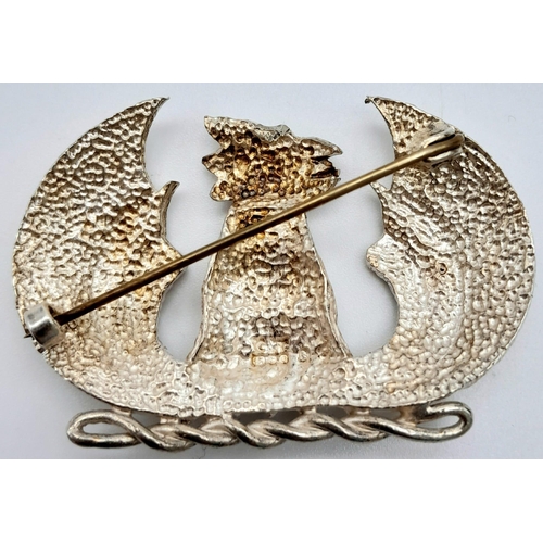 833 - A Very Rare 1977 (Jubilee Year) London Hallmarked Silver Phoenix Bar Brooch. 5cm Wide. 20.56g total ... 