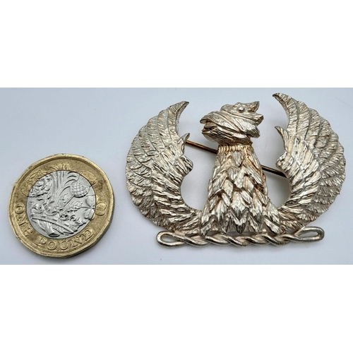 833 - A Very Rare 1977 (Jubilee Year) London Hallmarked Silver Phoenix Bar Brooch. 5cm Wide. 20.56g total ... 