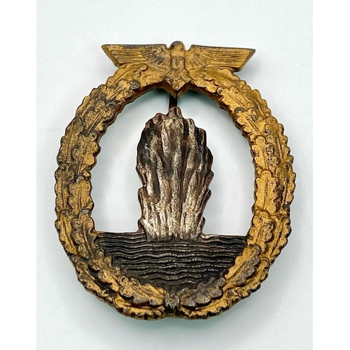 90 - WW2 German Kriegsmarine Mine Sweepers Badge. Unmarked.