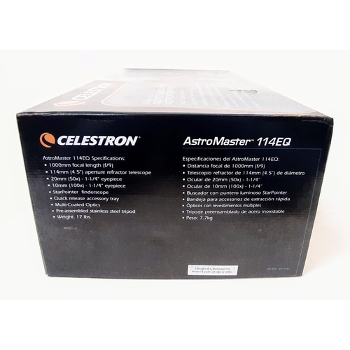 1158 - A 'New' Celestron Tel Astro Master 114EQ Compact Telescope. Built in star-pointer for easy targeting... 